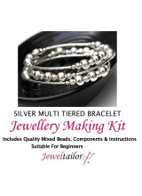 Silver Tiered Bracelet Jewellery Making Kit With Wire For Up To 10 Bracelets, Mixed Beads, Instructions + FREE Luxury Gift Bag